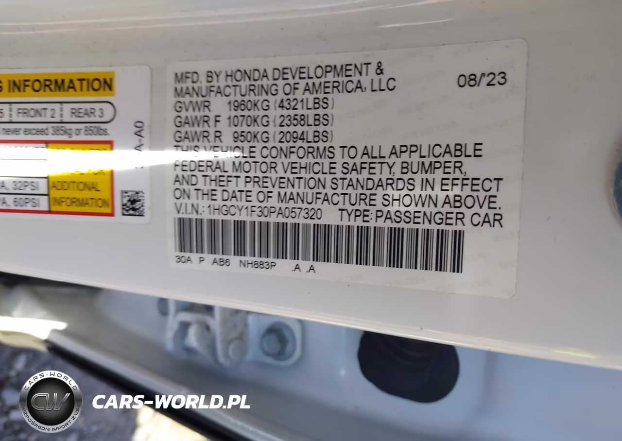 2023 Honda Accord Ex VIN:1HGCY1F30PA057320 - 9