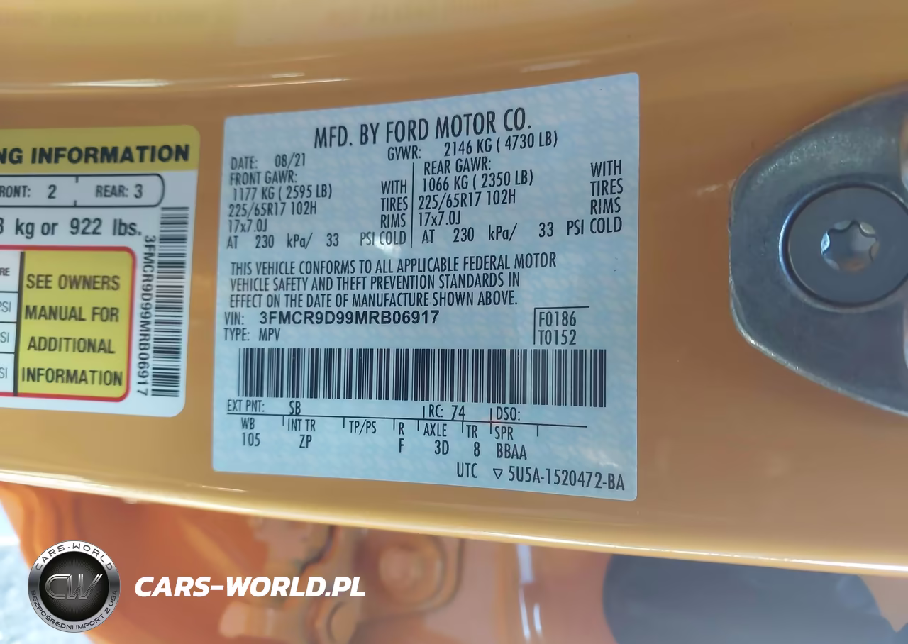 2021 Ford Bronco Sport Badlands VIN:3FMCR9D99MRB06917 - 9