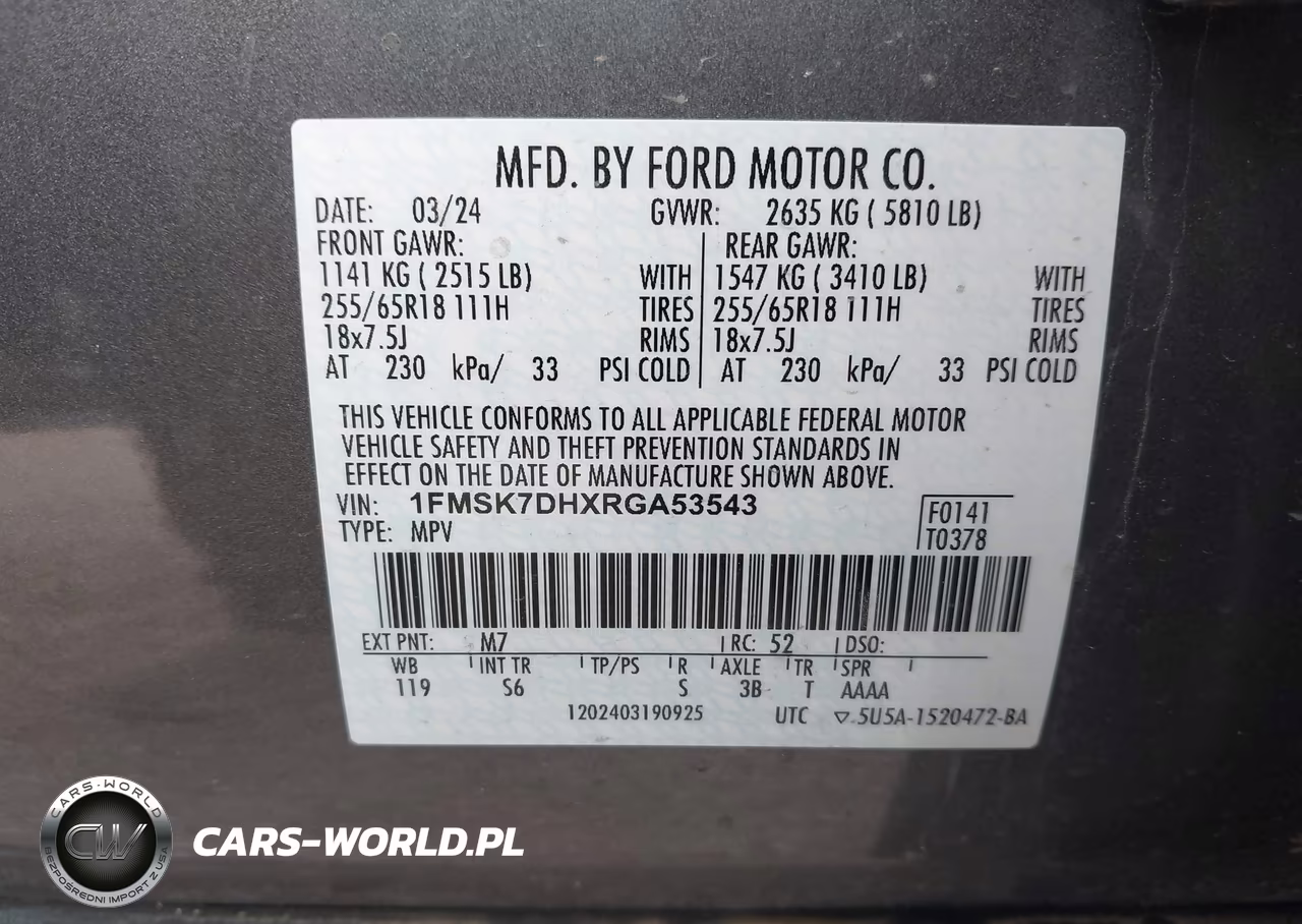 2024 Ford Explorer Xlt VIN:1FMSK7DHXRGA53543 - 9