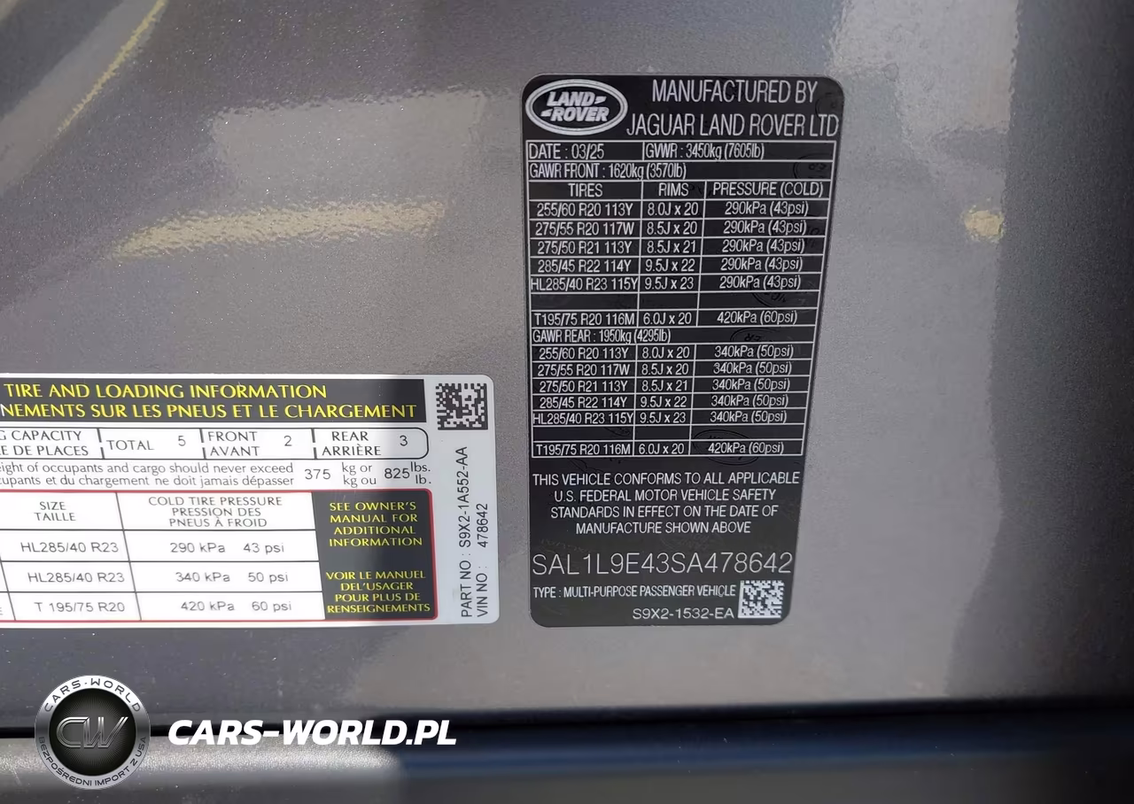 2025 Land Rover Range Rover Sport P460 Dynamic Se VIN:SAL1L9E43SA478642 - 9