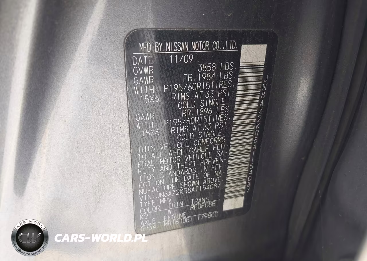 2010 Nissan Cube 1.8S VIN:JN8AZ2KR8AT154087 - 9