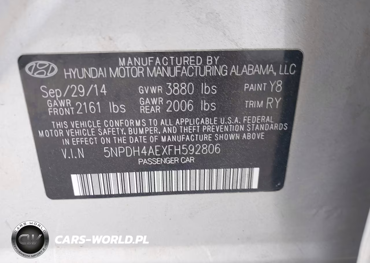2015 Hyundai Elantra Se VIN:5NPDH4AEXFH592806 - 9