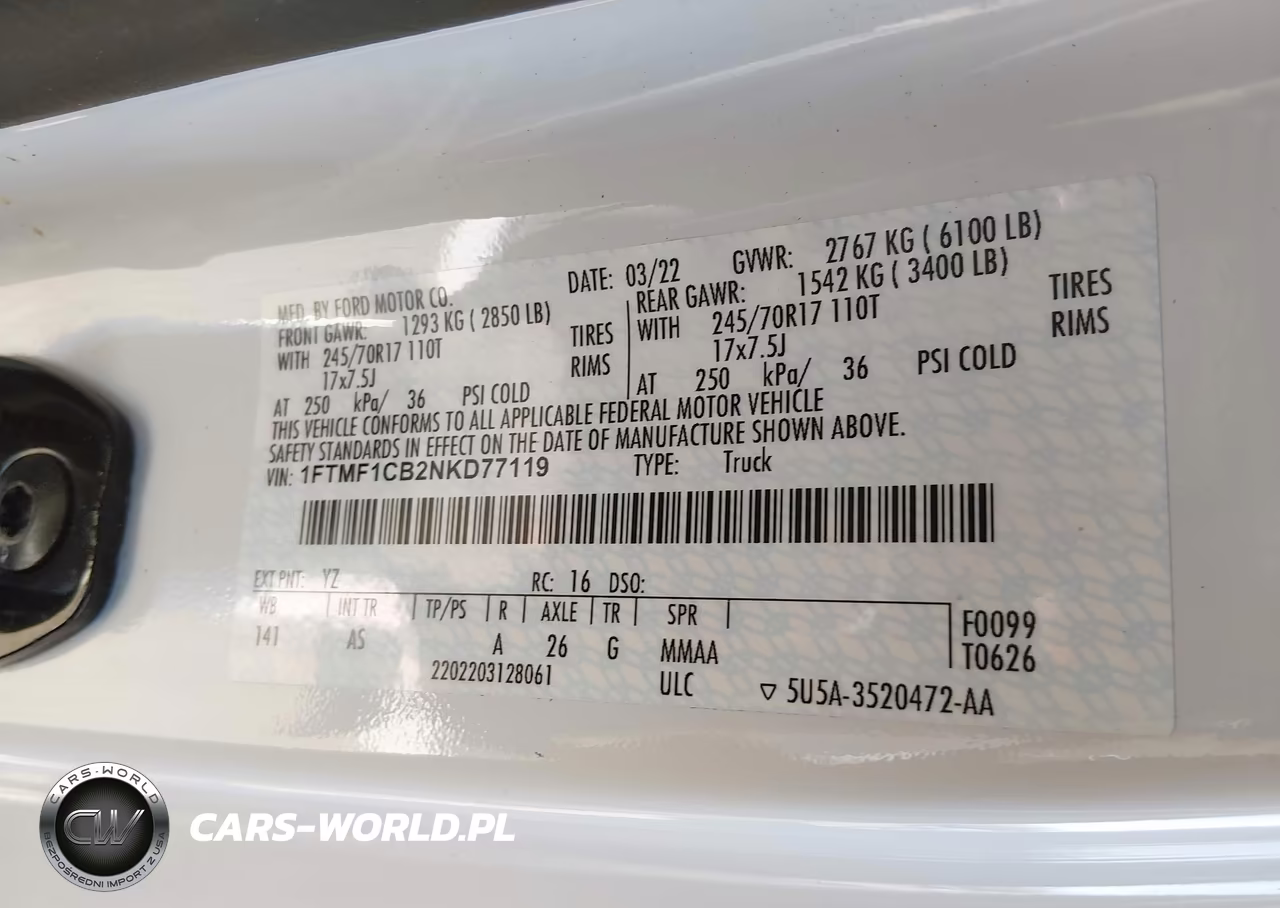 2022 Ford F-150 Xl VIN:1FTMF1CB2NKD77119 - 9