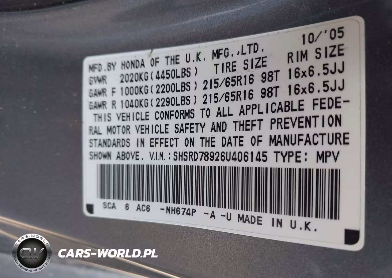 2006 Honda Cr-V Se VIN:SHSRD78926U406145 - 9