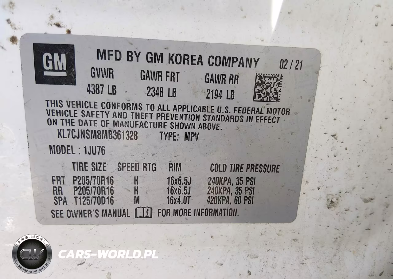 2021 Chevrolet Trax Awd Ls VIN:KL7CJNSM8MB361328 - 9