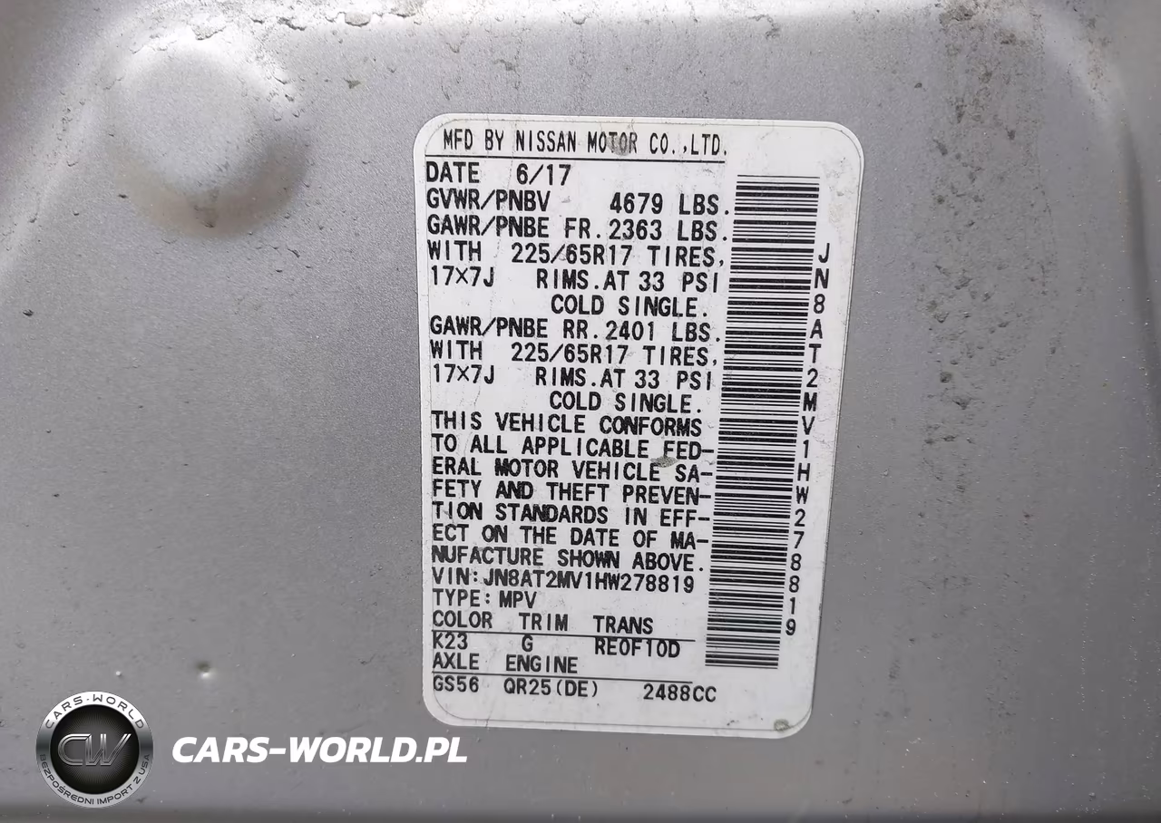 2017 Nissan Rogue S VIN:JN8AT2MV1HW278819 - 9