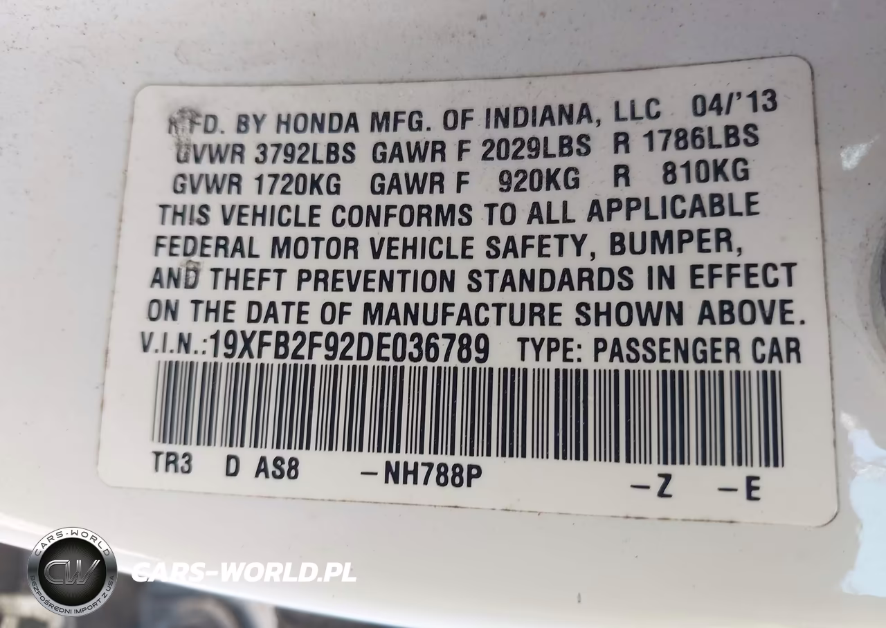 2013 Honda Civic Ex-L VIN:19XFB2F92DE036789 - 9
