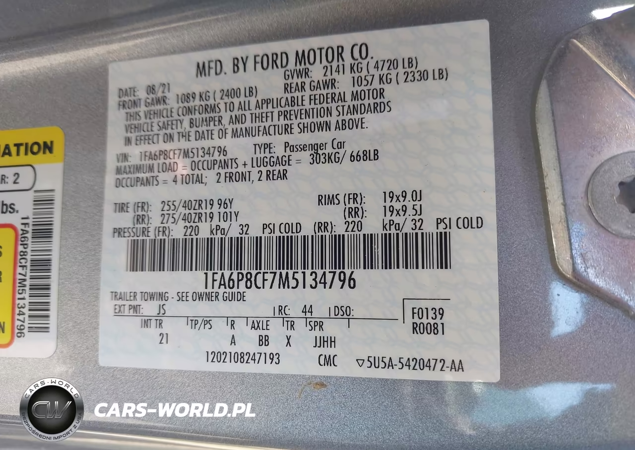 2021 Ford Mustang Gt Fastback VIN:1FA6P8CF7M5134796 - 9