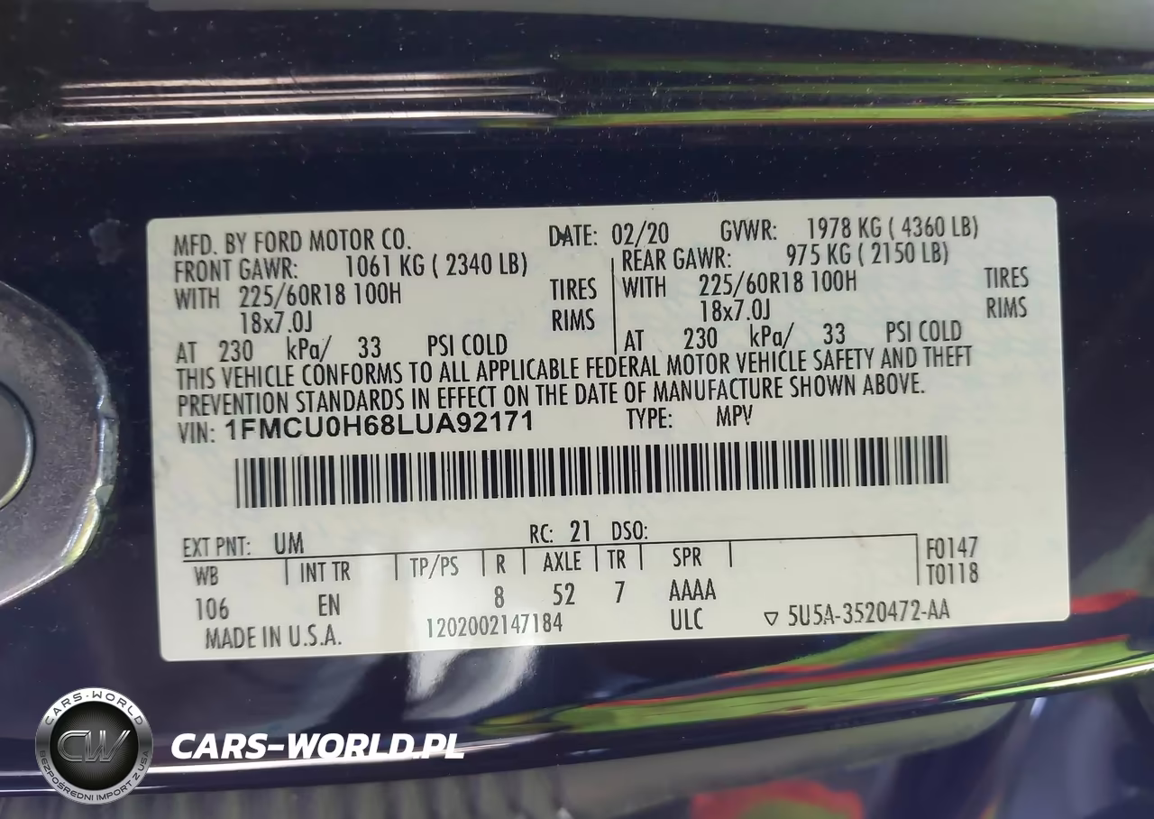 2020 Ford Escape Sel VIN:1FMCU0H68LUA92171 - 9