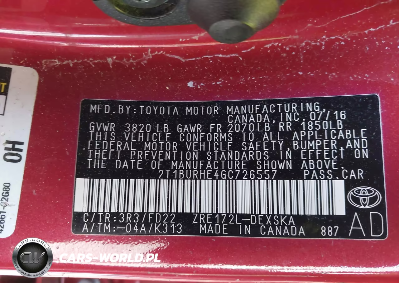 2016 Toyota Corolla S Plus VIN:2T1BURHE4GC726557 - 9