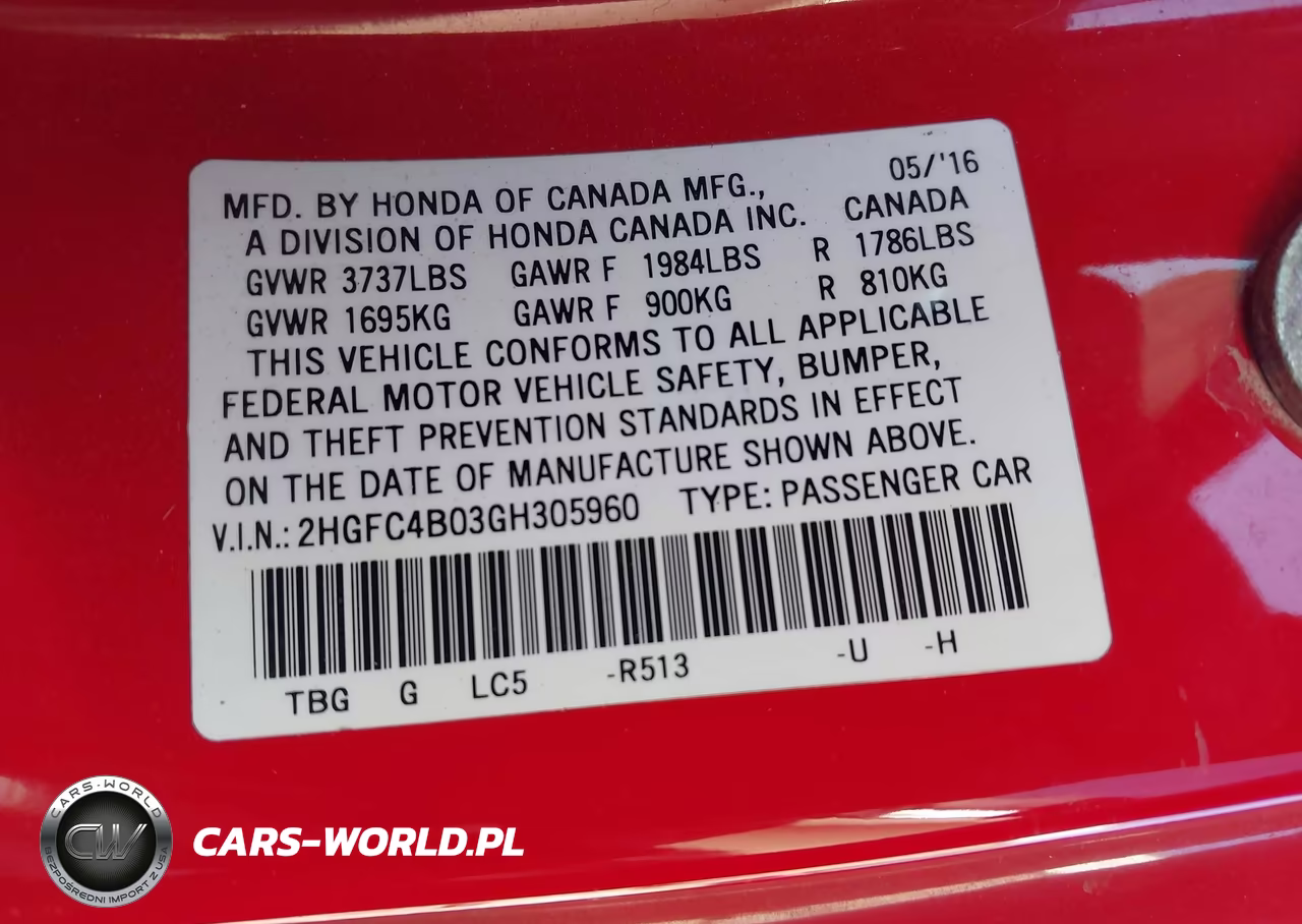 2016 Honda Civic Lx-P VIN:2HGFC4B03GH305960 - 9