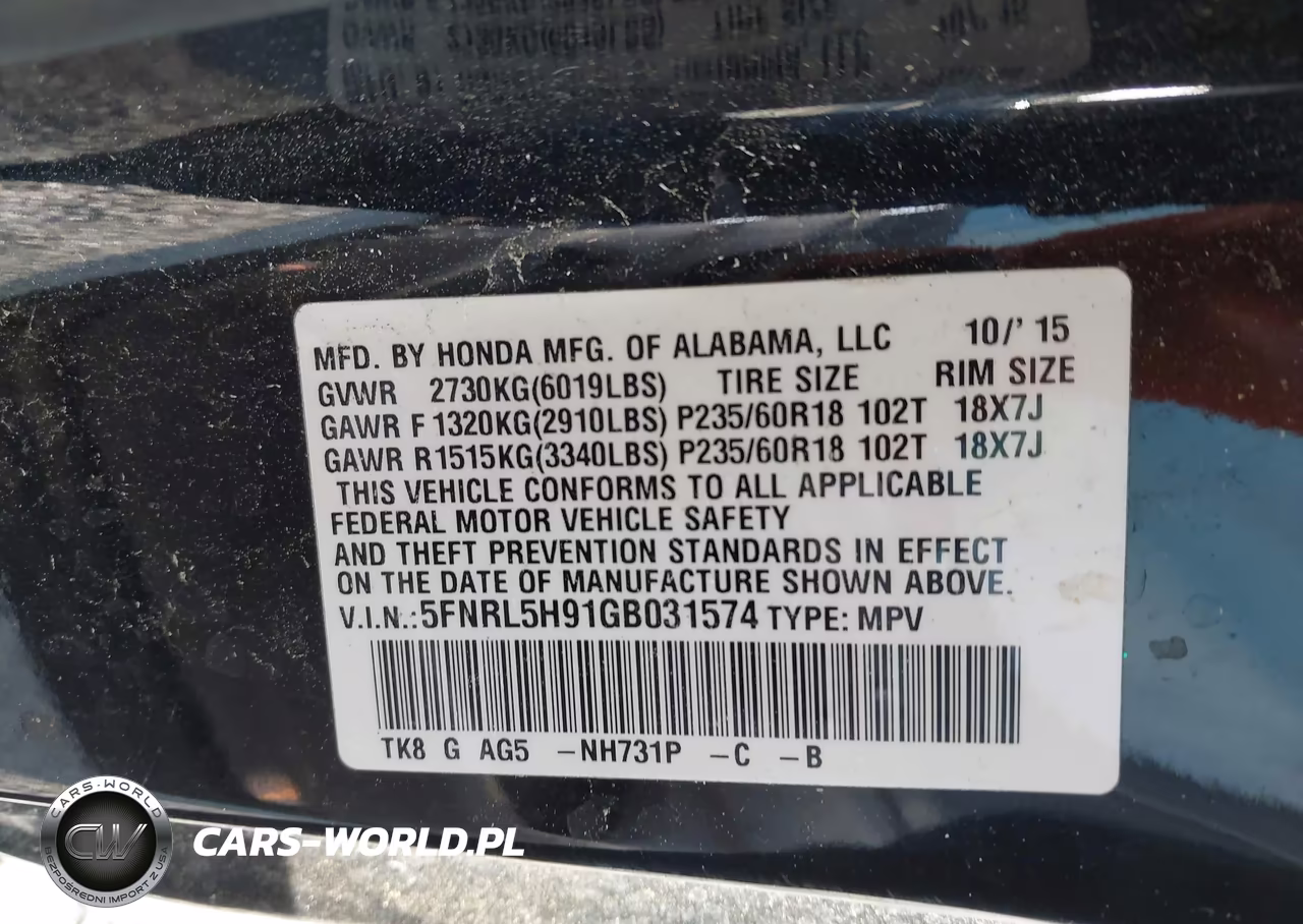 2016 Honda Odyssey Touring-Touring Elite VIN:5FNRL5H91GB031574 - 9