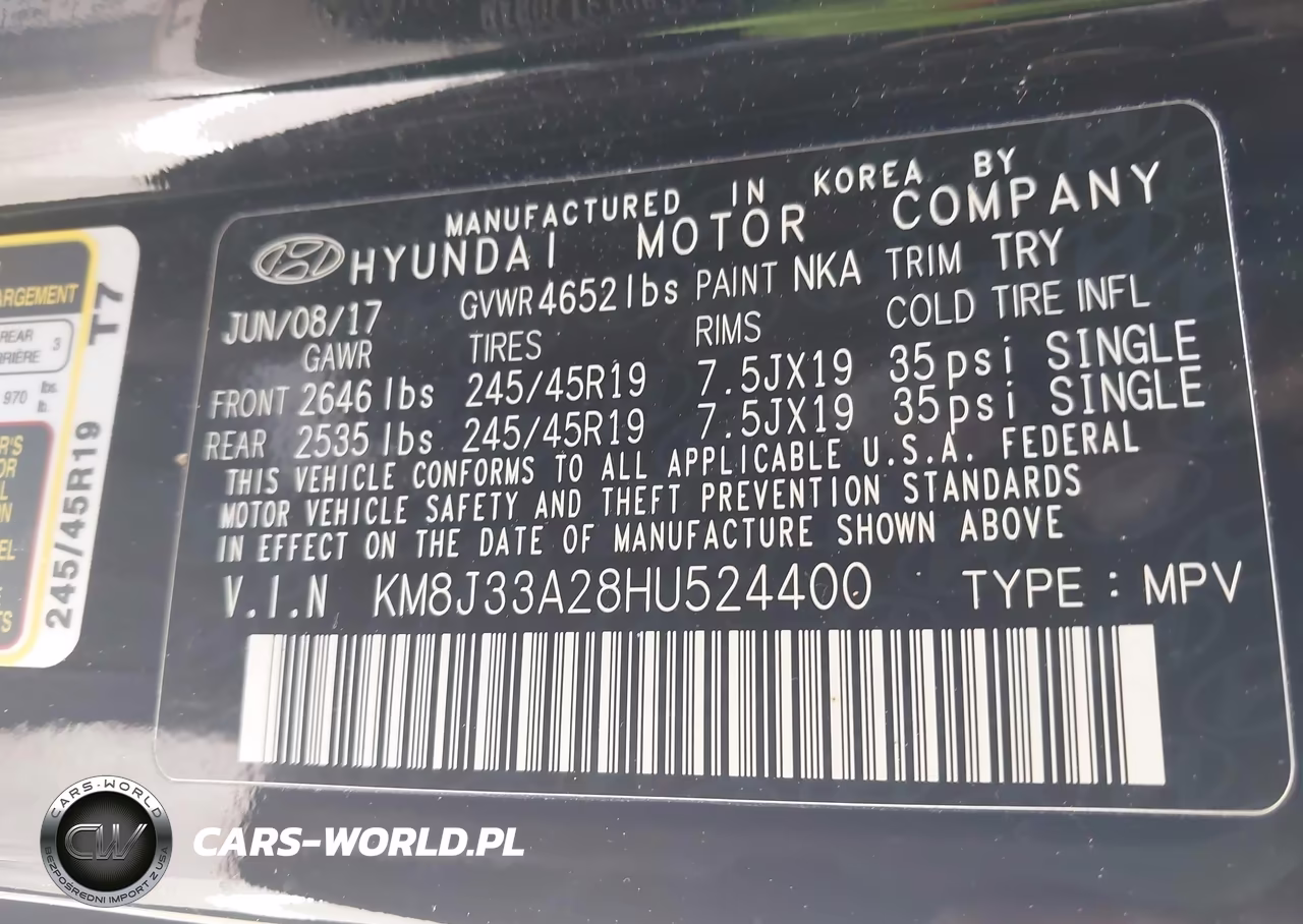 2017 Hyundai Tucson Sport VIN:KM8J33A28HU524400 - 9