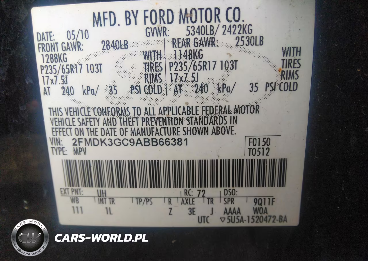 2010 Ford Edge Se VIN:2FMDK3GC9ABB66381 - 9