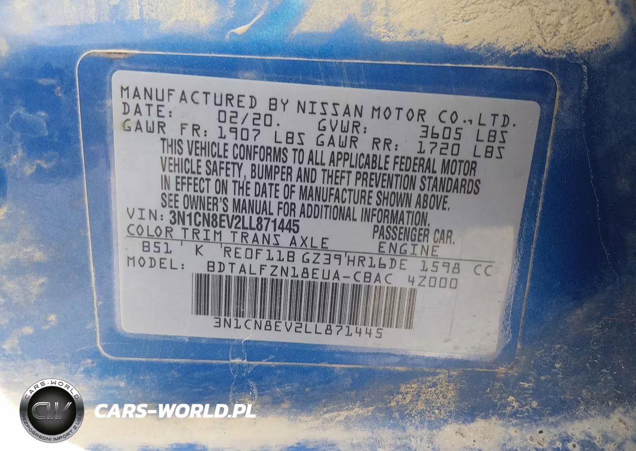 2020 Nissan Versa Sv Xtronic Cvt VIN:3N1CN8EV2LL871445 - 9
