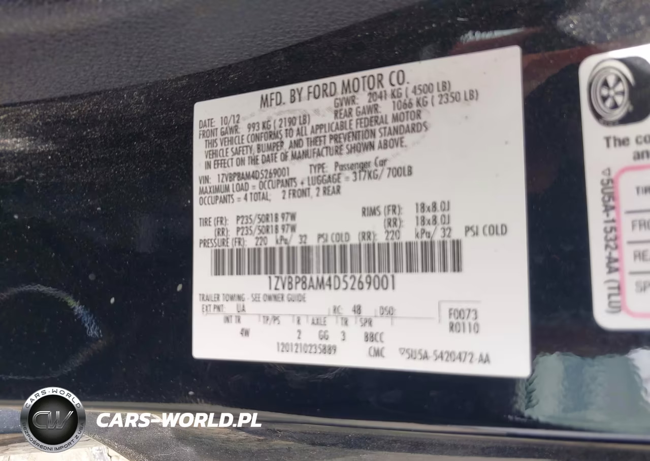 2013 Ford Mustang V6 Premium VIN:1ZVBP8AM4D5269001 - 9