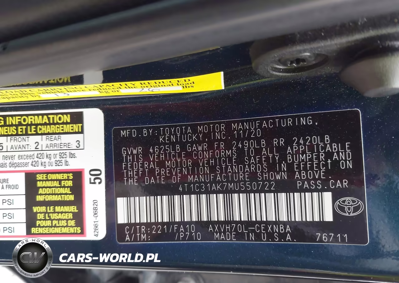 2021 Toyota Camry Le Hybrid VIN:4T1C31AK7MU550722 - 9