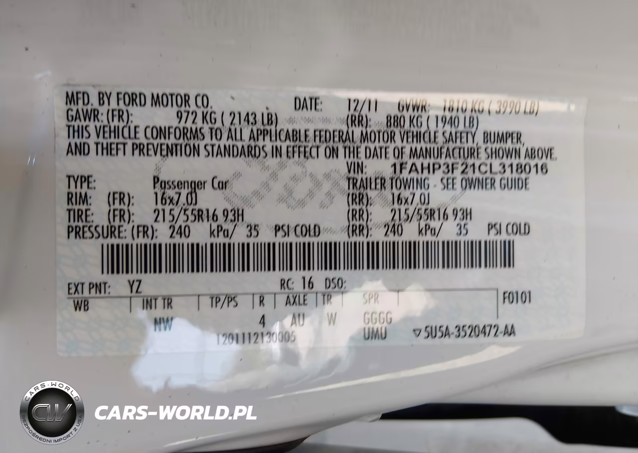 2012 Ford Focus Se VIN:1FAHP3F21CL318016 - 9