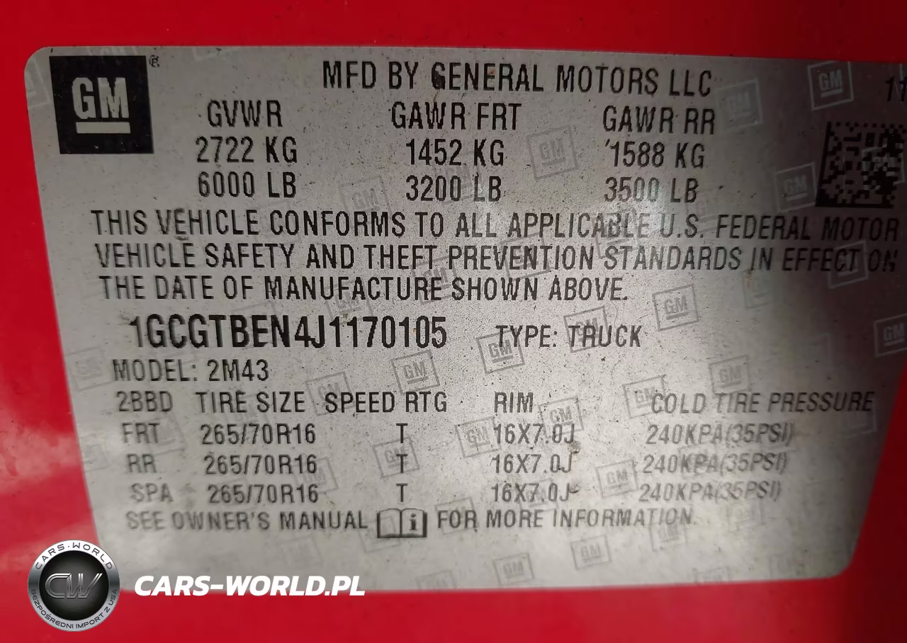 2018 Chevrolet Colorado Wt VIN:1GCGTBEN4J1170105 - 9
