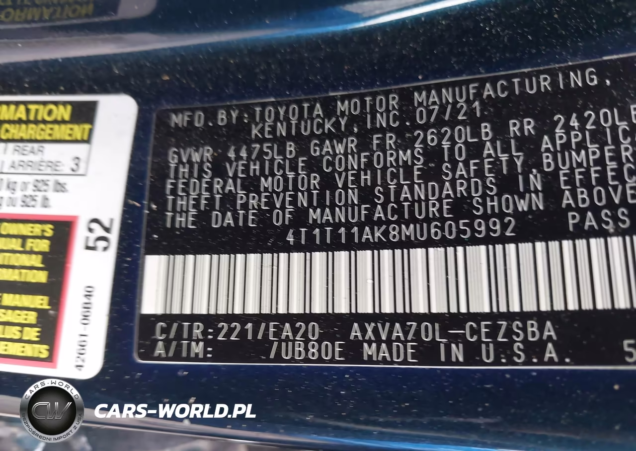 2021 Toyota Camry Se VIN:4T1T11AK8MU605992 - 9