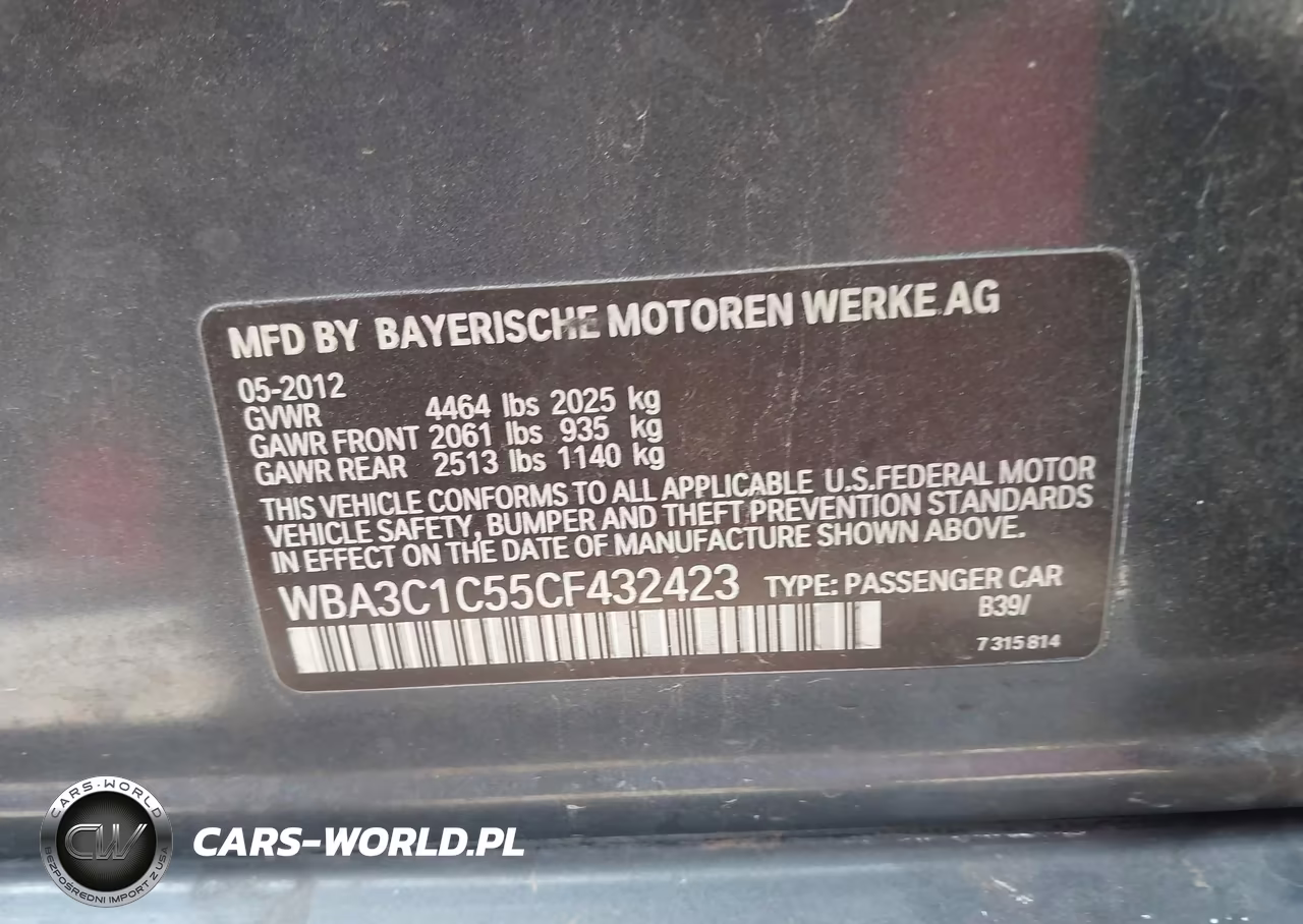 2012 BMW 328I VIN:WBA3C1C55CF432423 - 9
