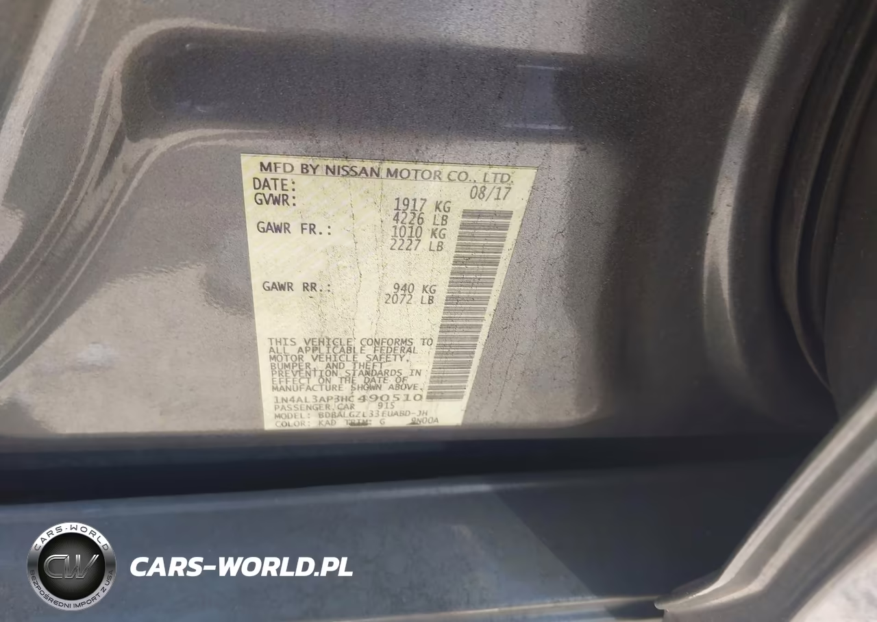 2017 Nissan Altima 2.5 S VIN:1N4AL3AP3HC490510 - 9