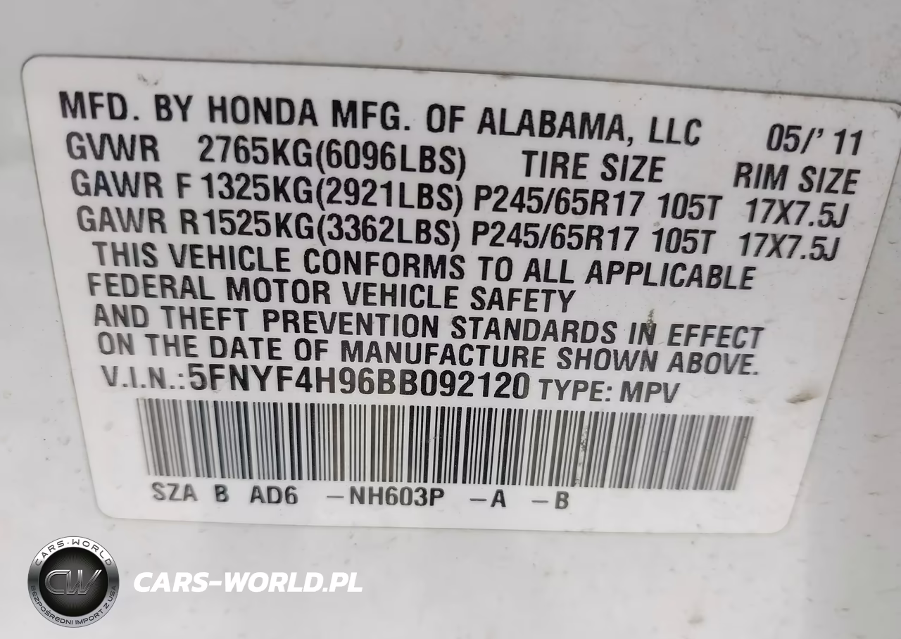 2011 Honda Pilot Touring VIN:5FNYF4H96BB092120 - 9