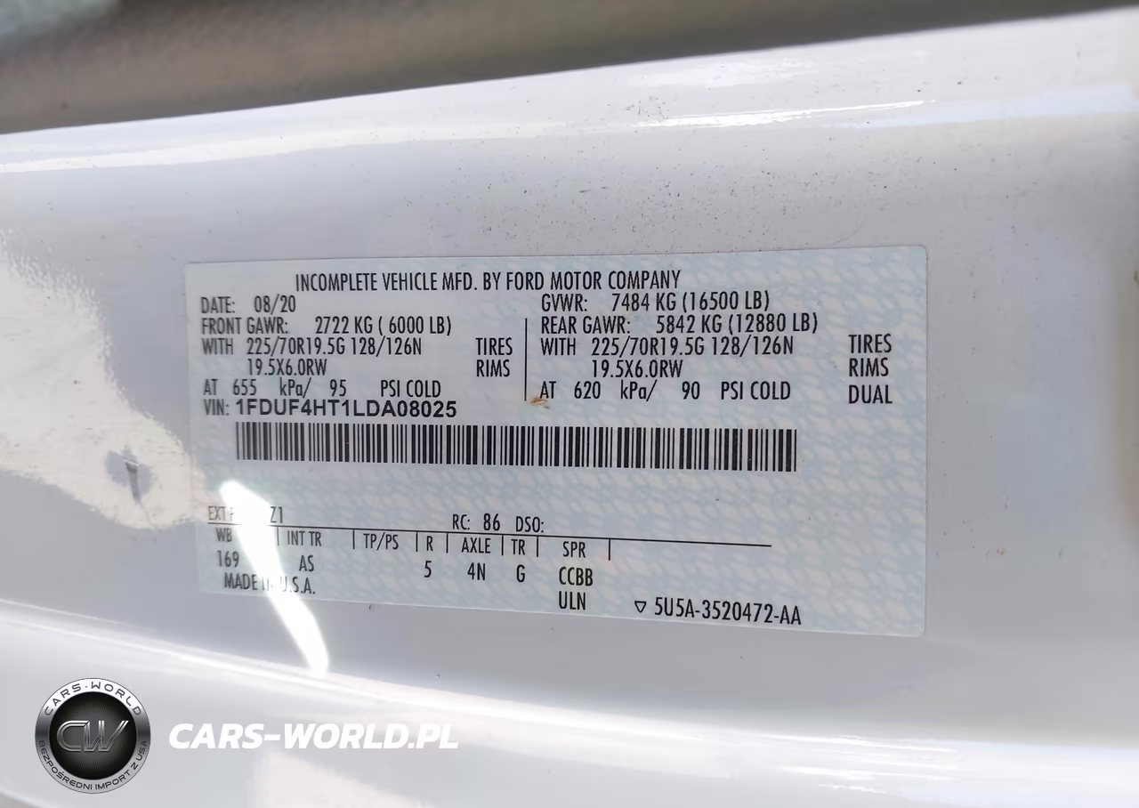 2020 Ford F-450 Chassis Xl VIN:1FDUF4HT1LDA08025 - 9