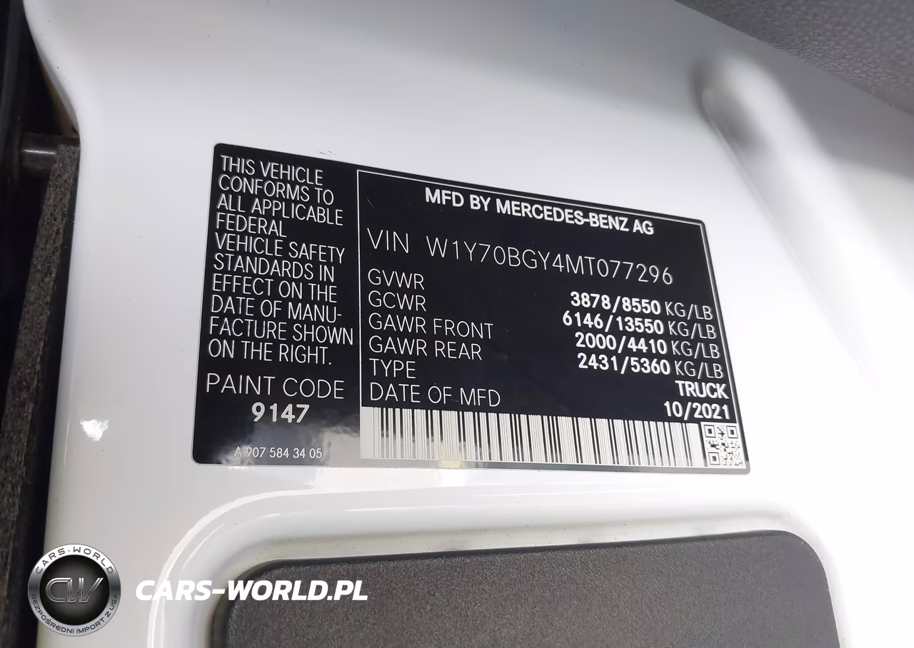 2021 Mercedes-Benz Sprinter 1500 Standard Roof I4 VIN:W1Y70BGY4MT077296 - 9