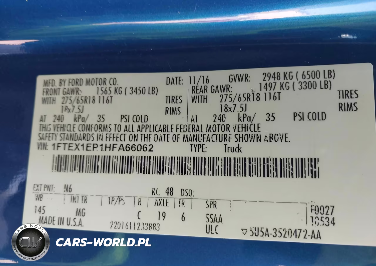 2017 Ford F-150 Xlt VIN:1FTEX1EP1HFA66062 - 9