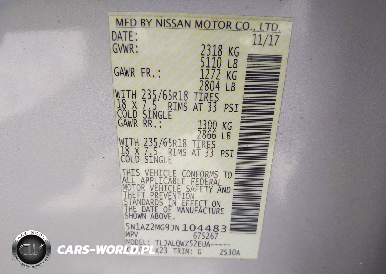 2018 Nissan Murano Sv VIN:5N1AZ2MG9JN104483 - 9