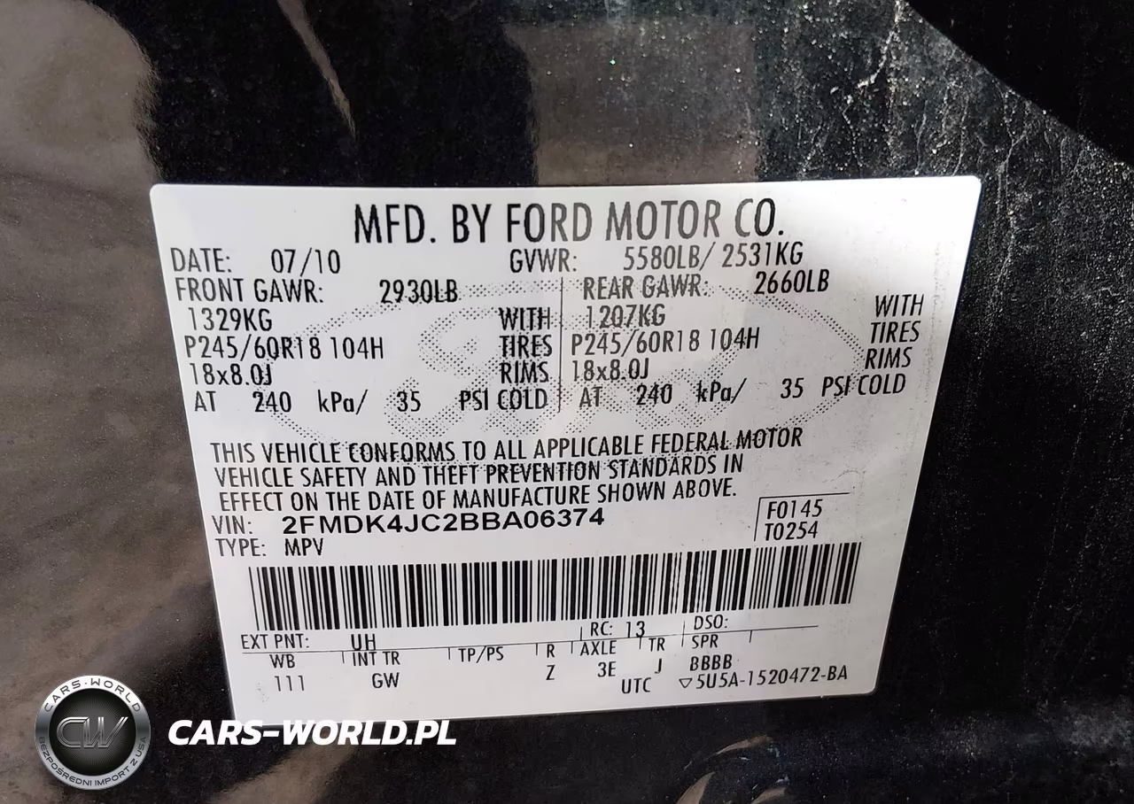 2011 Ford Edge Sel VIN:2FMDK4JC2BBA06374 - 9