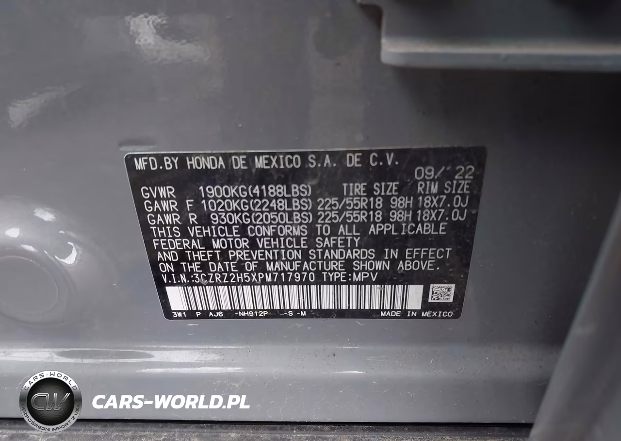 2023 Honda Hr-V Awd Sport VIN:3CZRZ2H5XPM717970 - 9