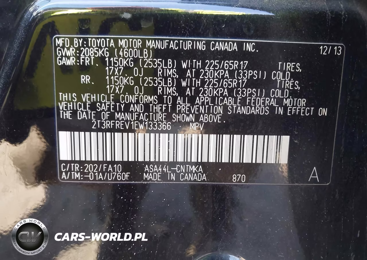 2014 Toyota Rav4 Xle VIN:2T3RFREV1EW133366 - 9