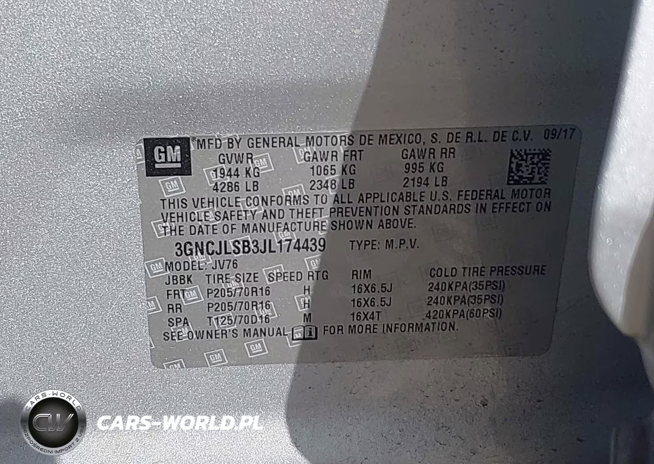 2018 Chevrolet Trax Lt VIN:3GNCJLSB3JL174439 - 9