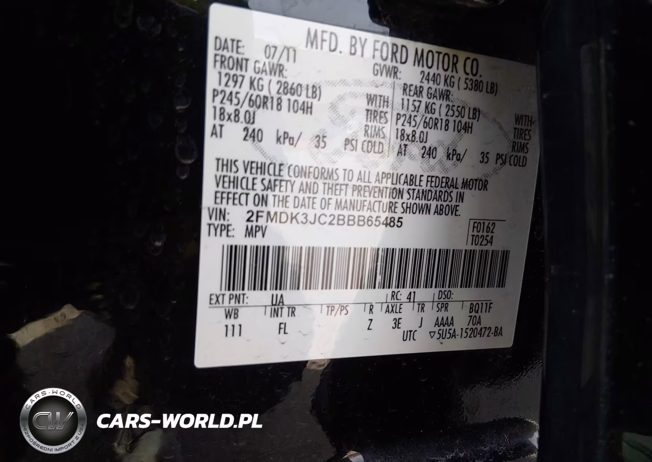 2011 Ford Edge Sel VIN:2FMDK3JC2BBB65485 - 9