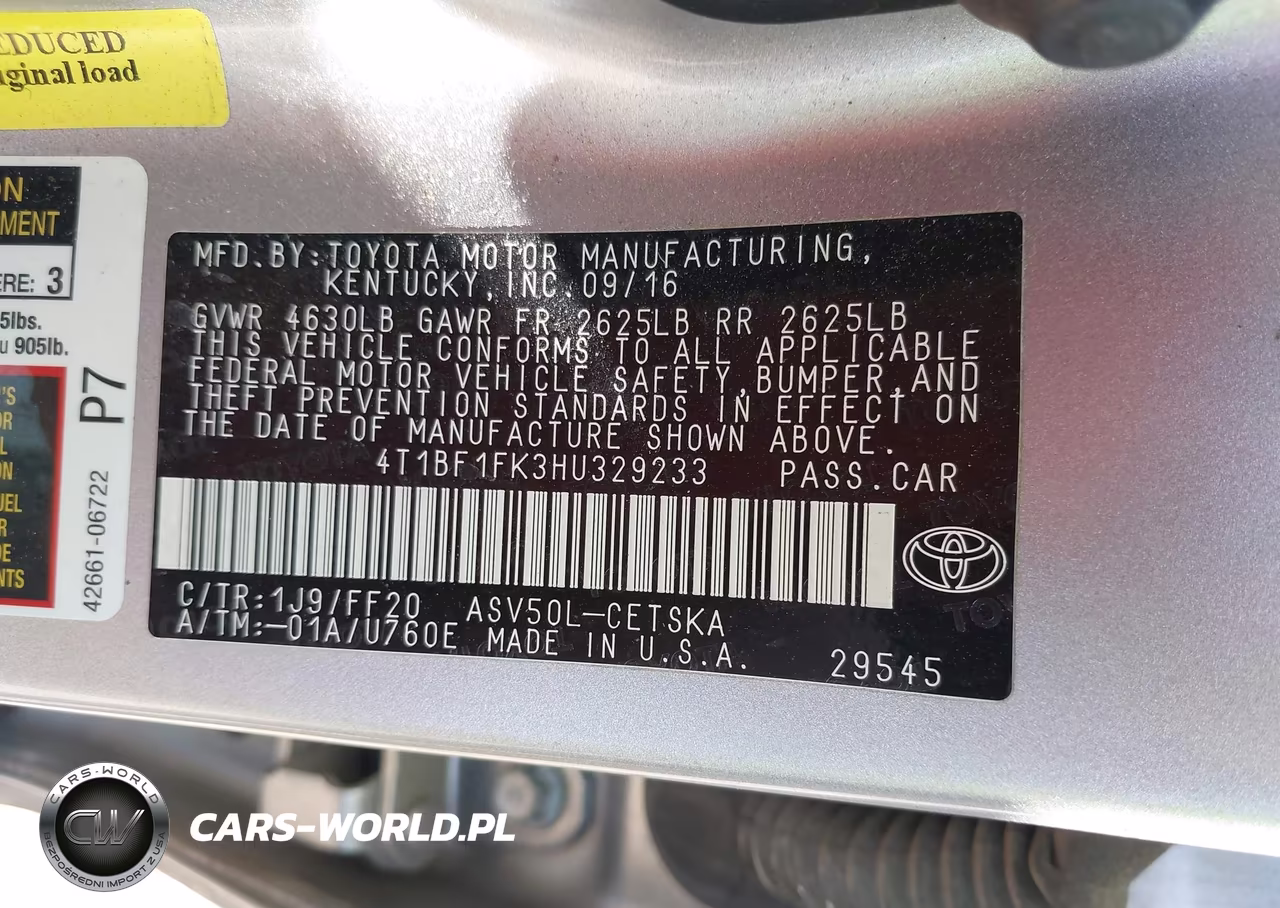 2017 Toyota Camry Se VIN:4T1BF1FK3HU329233 - 9