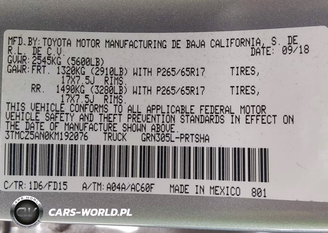 2019 Toyota Tacoma Trd Sport VIN:3TMCZ5AN0KM192076 - 9