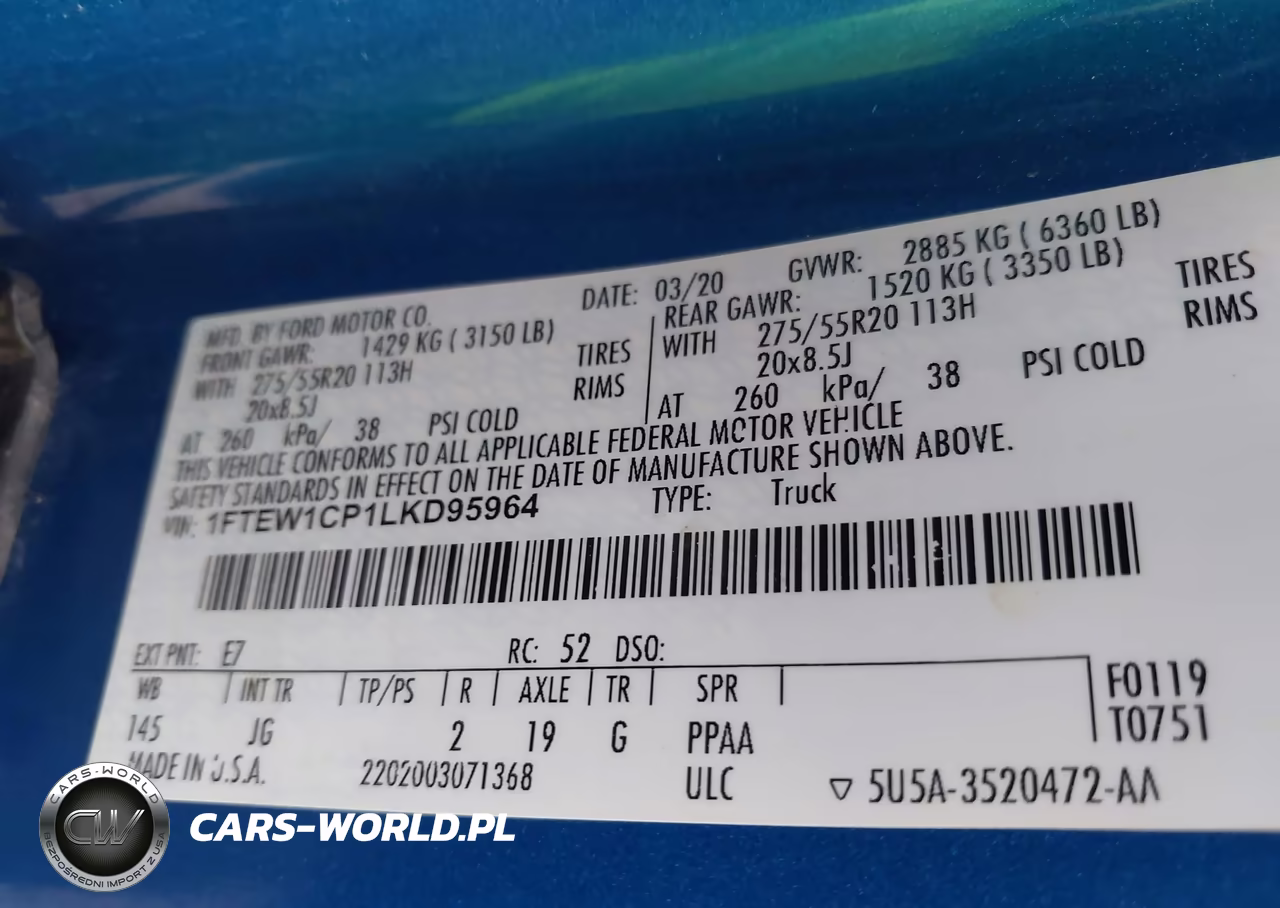 2020 Ford F-150 Xl VIN:1FTEW1CP1LKD95964 - 9