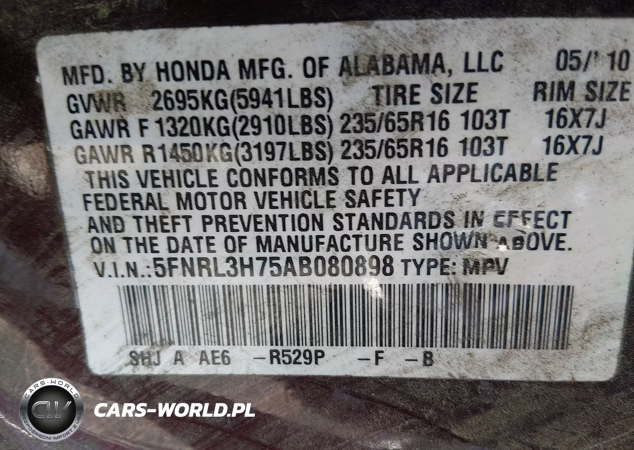 2010 Honda Odyssey Ex-L VIN:5FNRL3H75AB080898 - 9