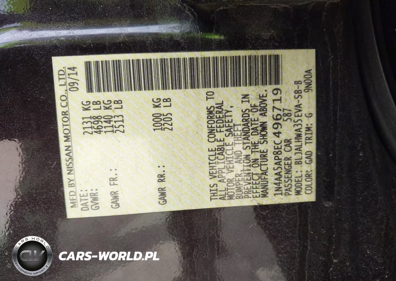 2014 Nissan Maxima 3.5 Sv VIN:1N4AA5AP8EC496719 - 9