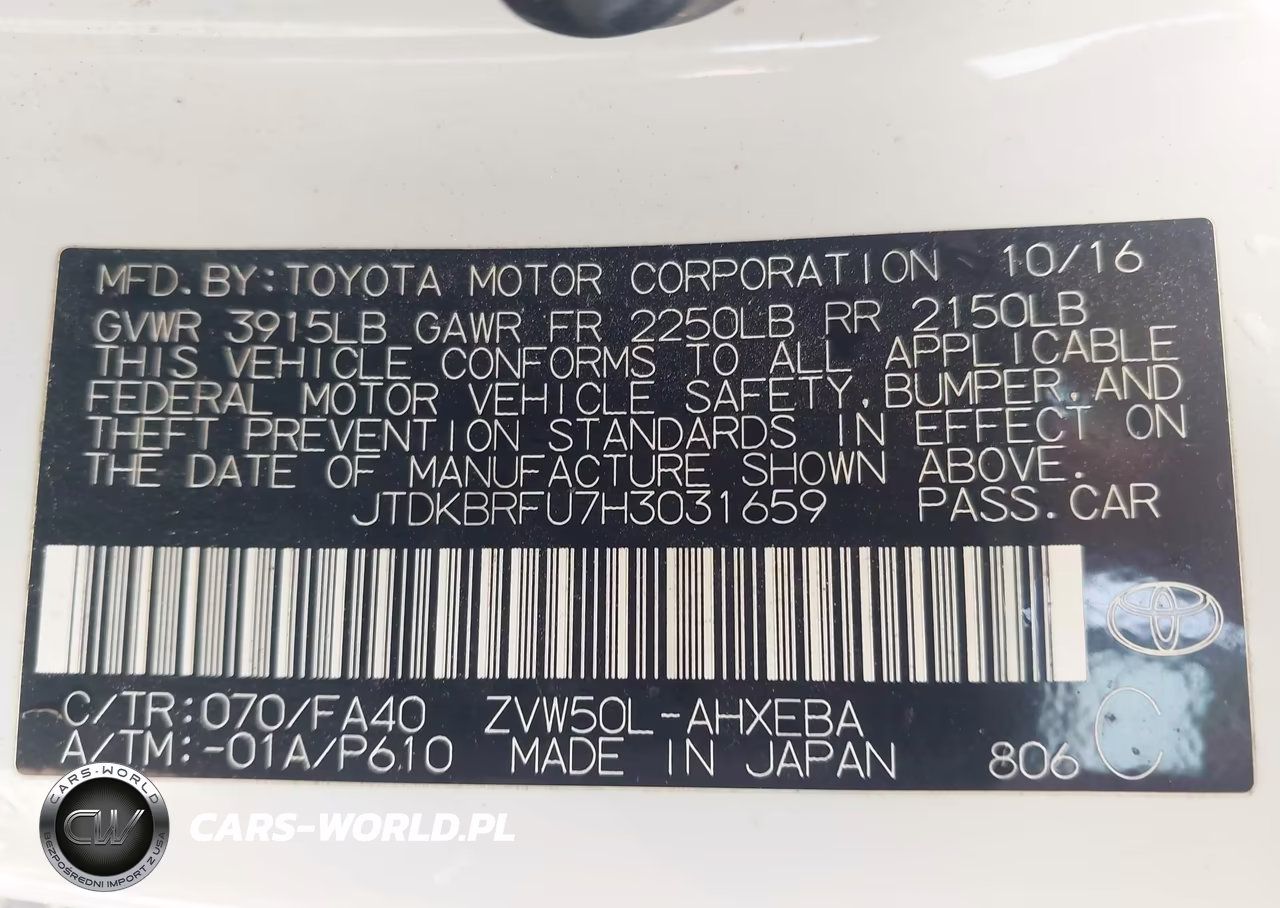2017 Toyota Prius Two VIN:JTDKBRFU7H3031659 - 9