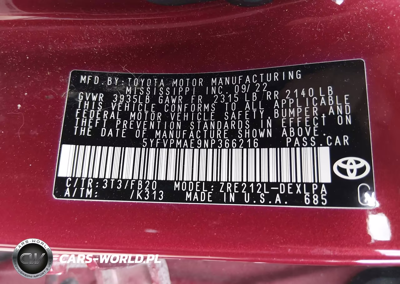 2022 Toyota Corolla Le VIN:5YFVPMAE9NP366216 - 9