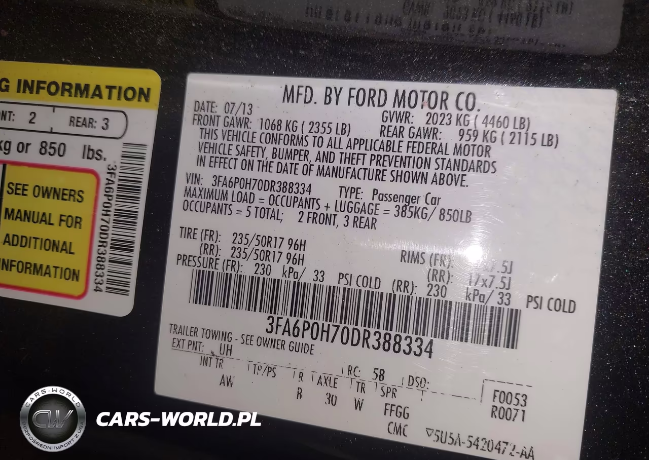 2013 Ford Fusion Se VIN:3FA6P0H70DR388334 - 9