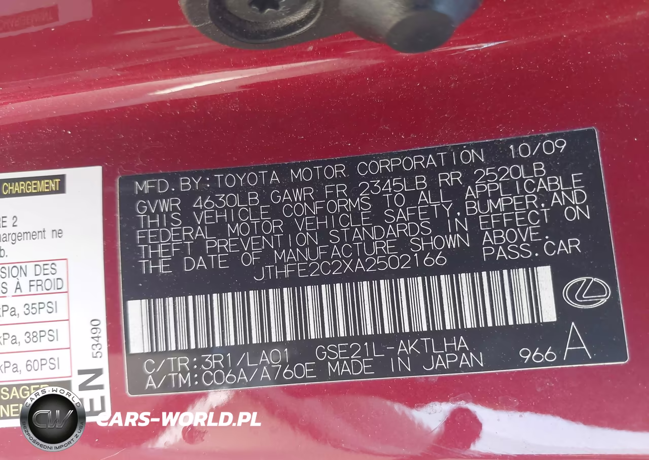 2010 Lexus Is 350C VIN:JTHFE2C2XA2502166 - 9