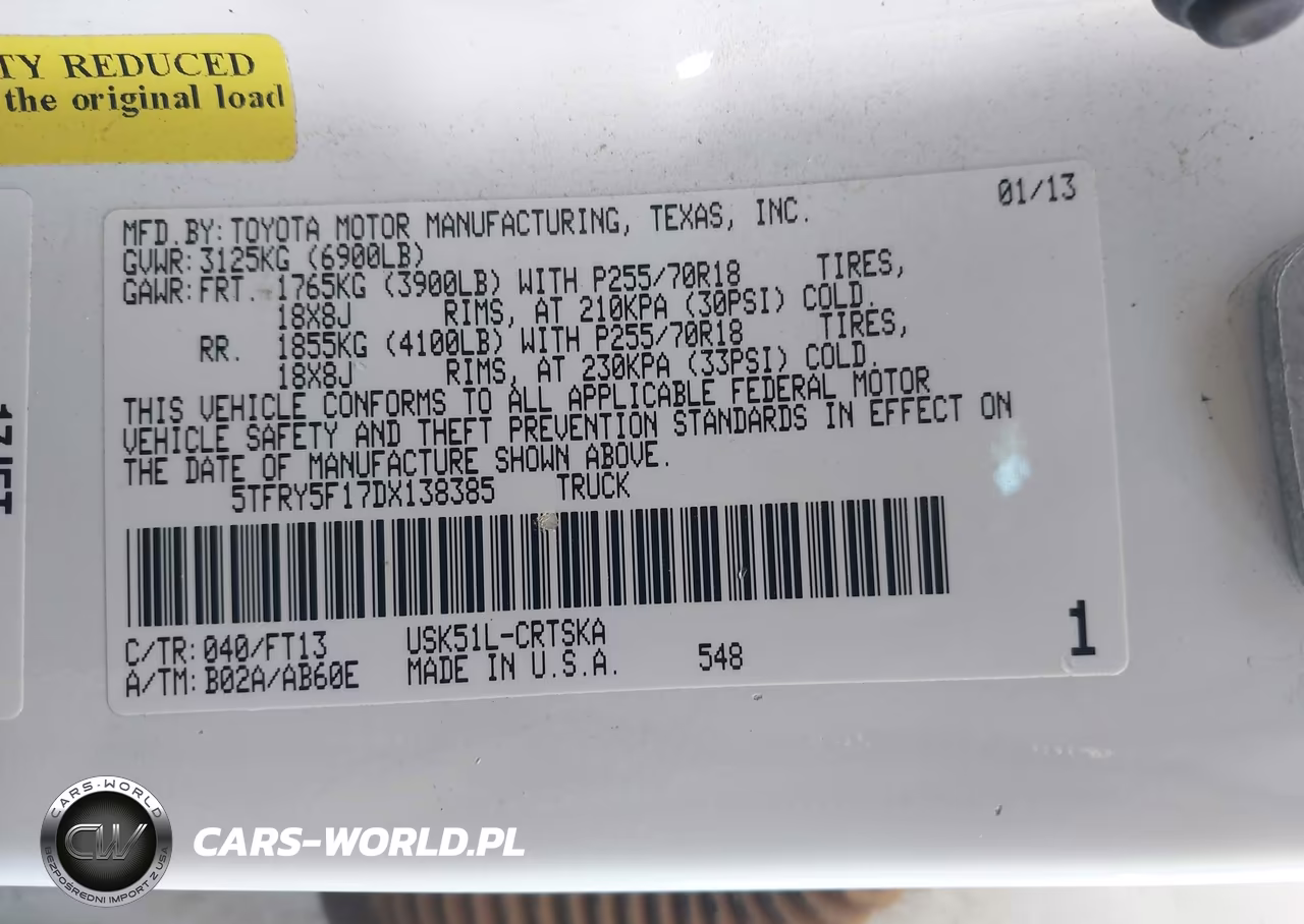 2013 Toyota Tundra Grade 5.7L V8 VIN:5TFRY5F17DX138385 - 9