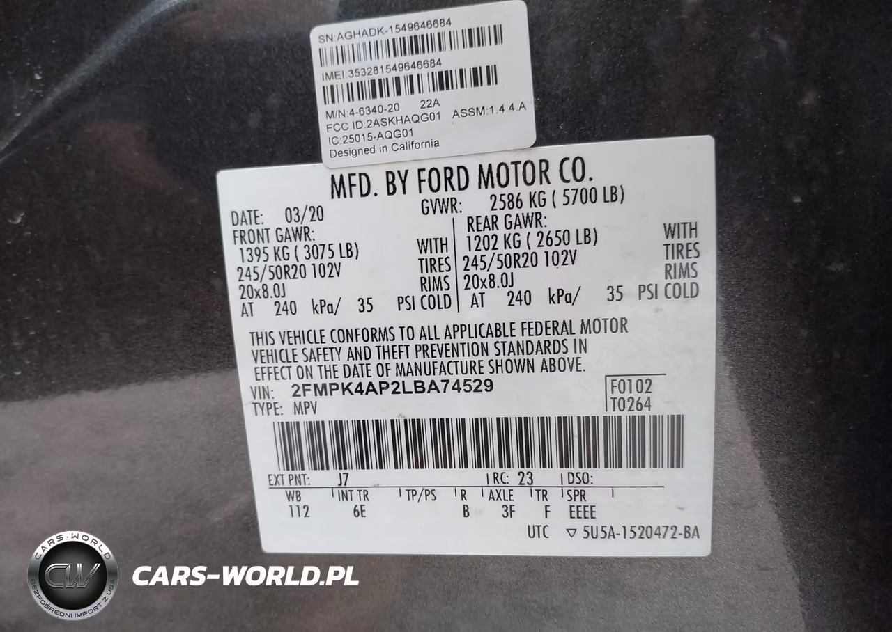 2020 Ford Edge St VIN:2FMPK4AP2LBA74529 - 9