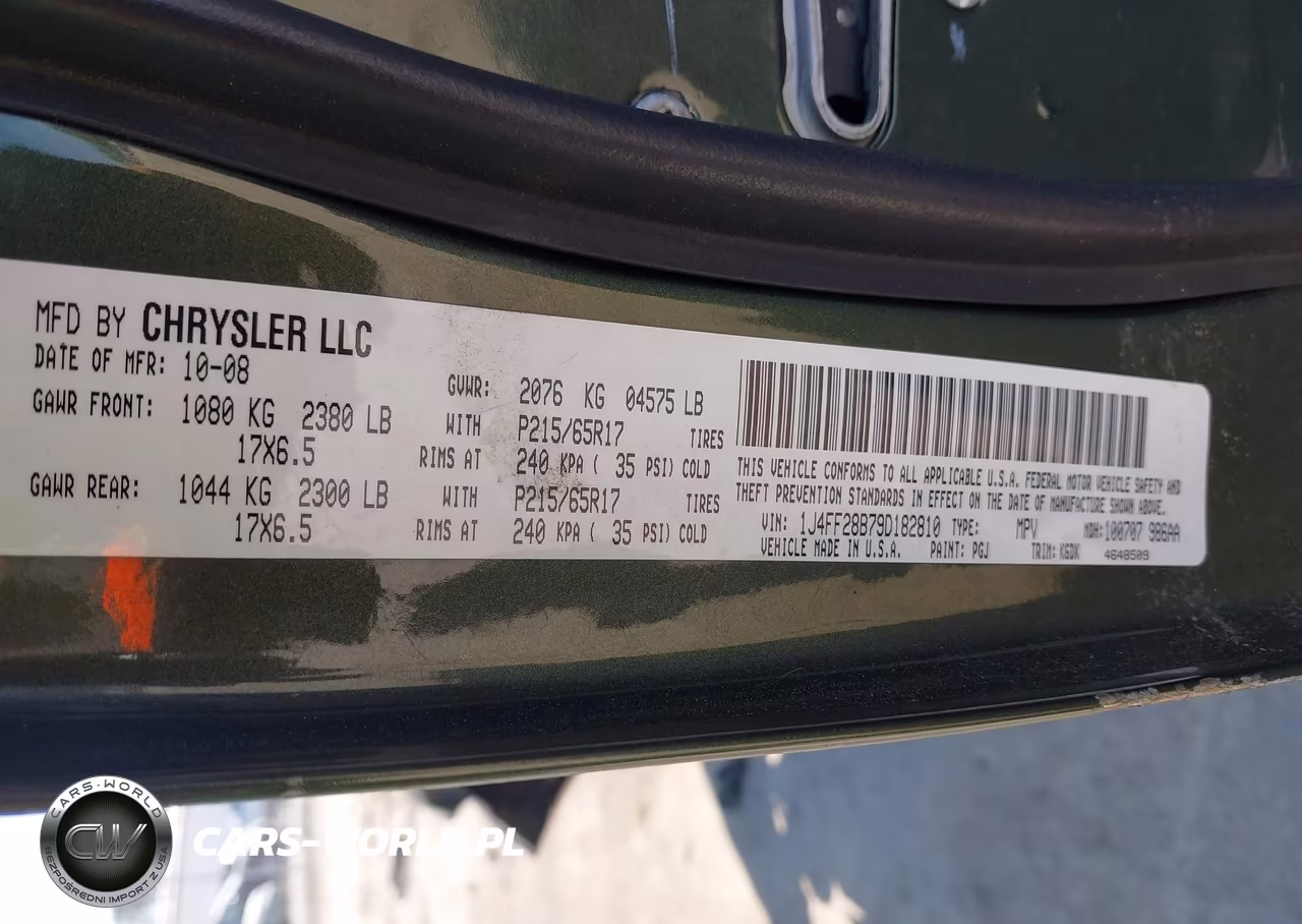 2009 Jeep Patriot Sport VIN:1J4FF28B79D182810 - 9