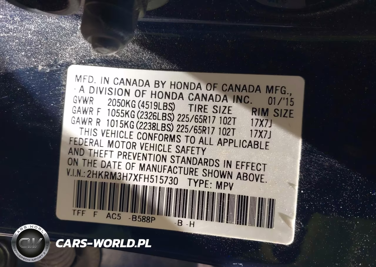 2015 Honda Cr-V Ex-L VIN:2HKRM3H7XFH515730 - 9