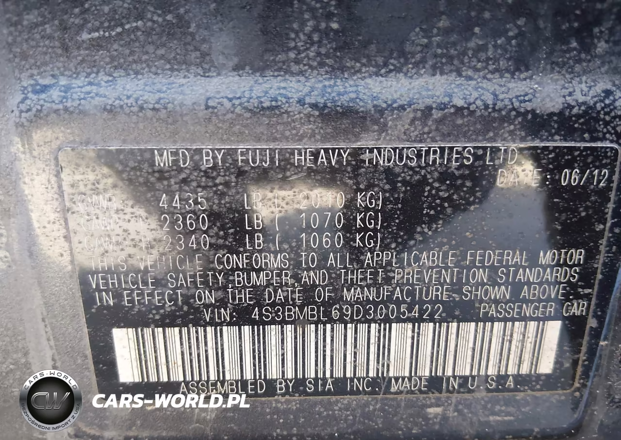 2013 Subaru Legacy 2.5I Limited VIN:4S3BMBL69D3005422 - 9